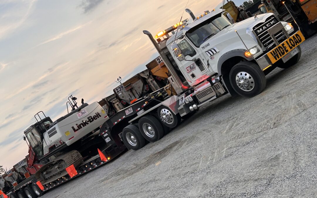 Moving a linkbelt 250 excavator for our utility crew