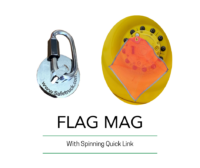 flag magnet with spinning quick link used with a fluorescent orange safety flag