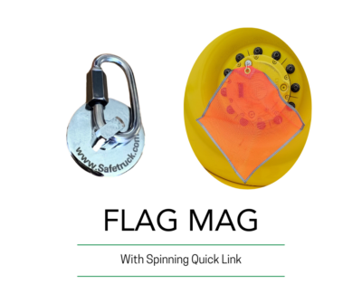 flag magnet with spinning quick link used with a fluorescent orange safety flag